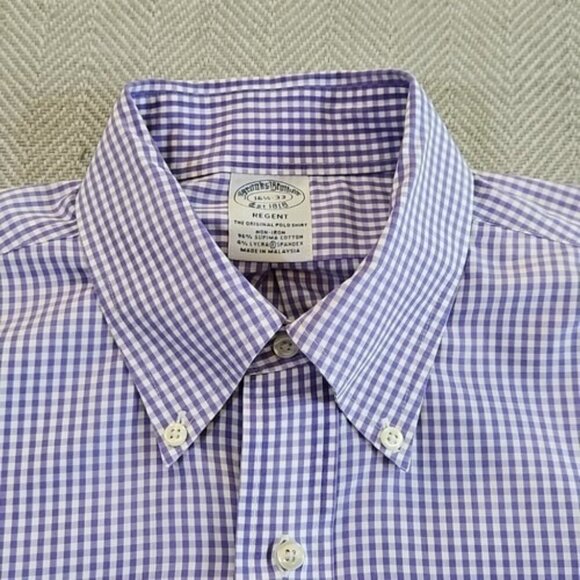 Brooks Brothers Regent Shirt Size 16 1/2 33 Purple Button-Down Quiet Luxury Y2K - Picture 4 of 12